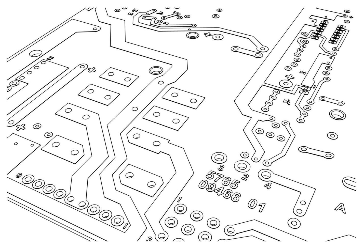 Circuit board blueprint close-up vector