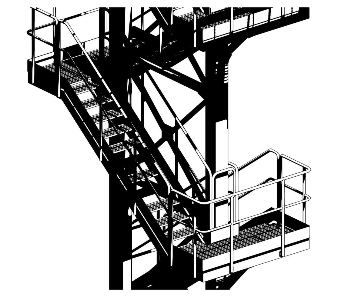 Industrial metal staircase vector