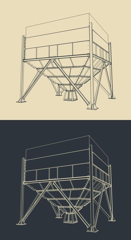 Grain hopper illustrations vector