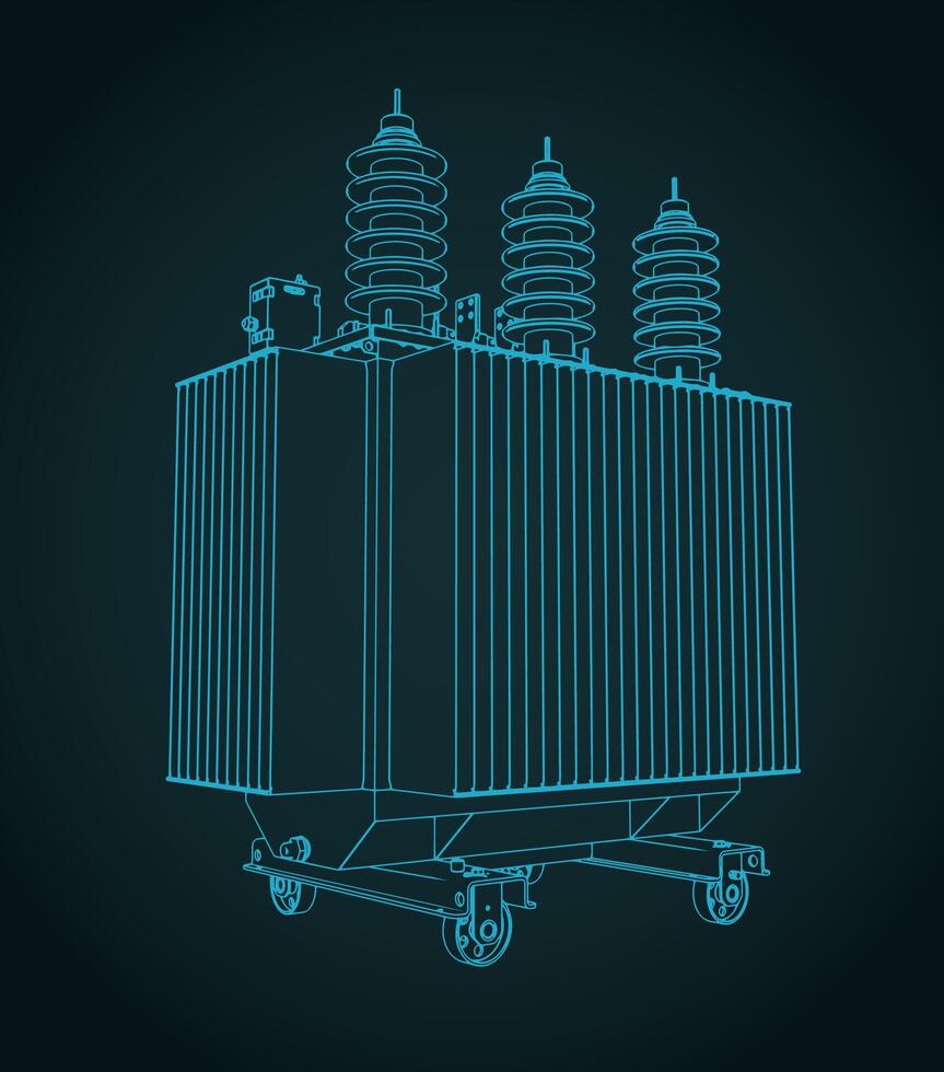 Power three-phase transformer illustration vector