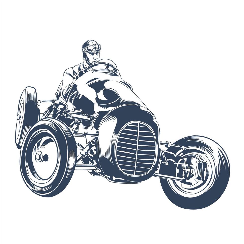 Vintage Race Car Driver Illustration in Retro Style vector