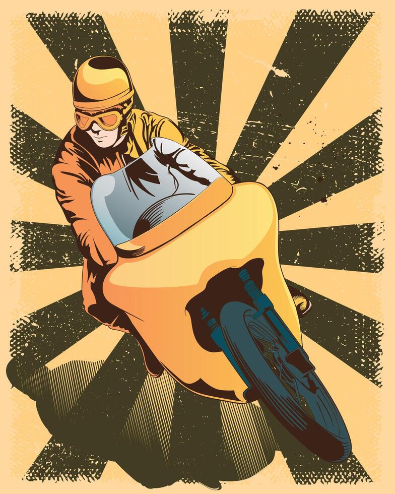 a man riding a motorcycle illustration vector