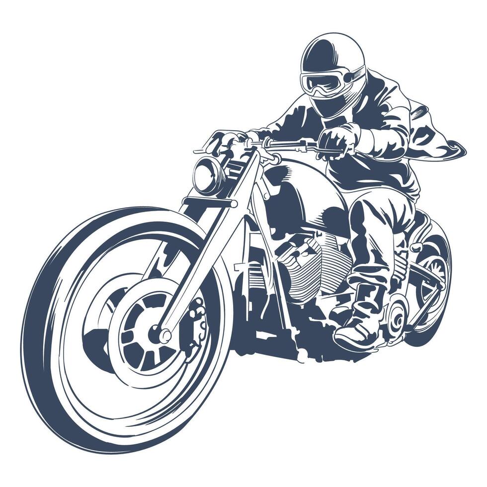 Chopper motorcycle rider in vintage style illustration vector