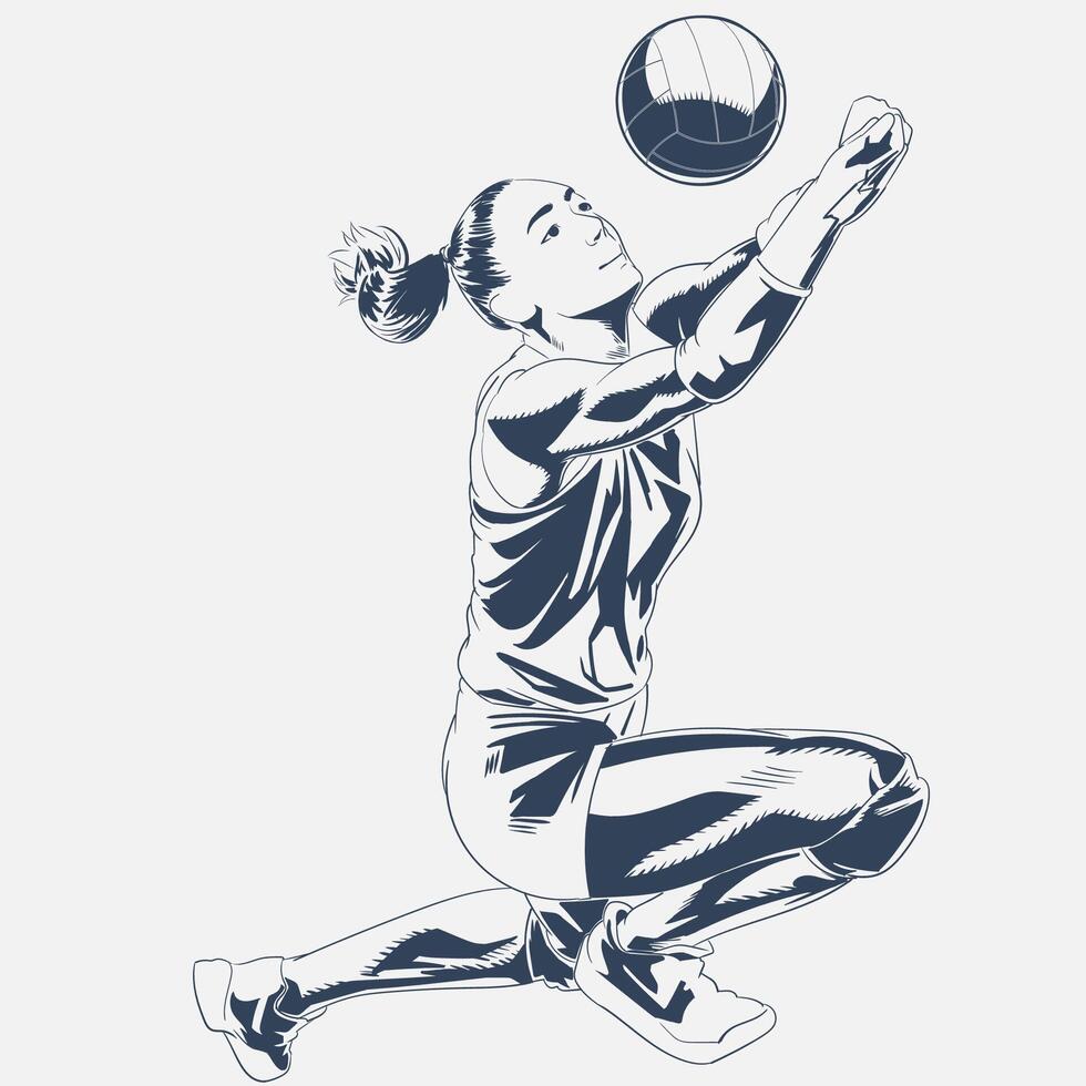 Volleyball player catching the ball illustration vector