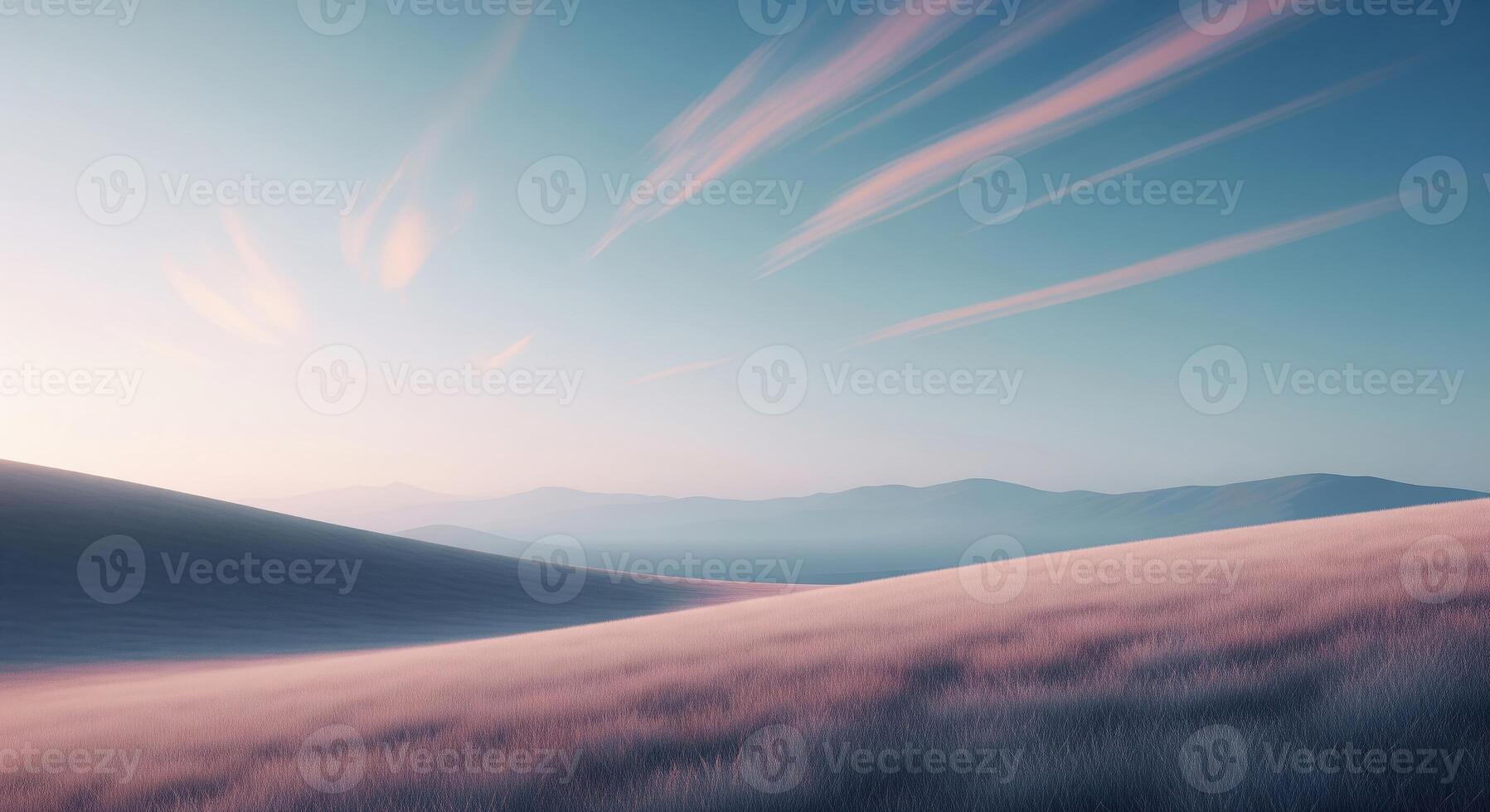 A desert landscape with mountains and grass photo