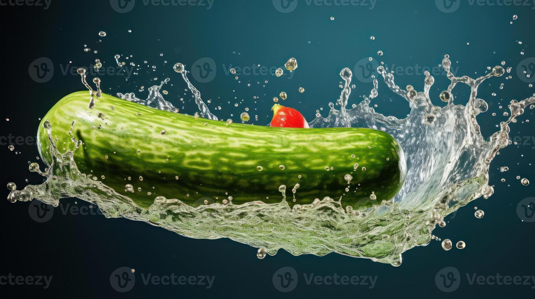 Cucumber splash with a red pepper. photo