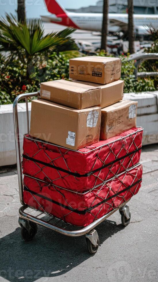 A cart with boxes on it photo