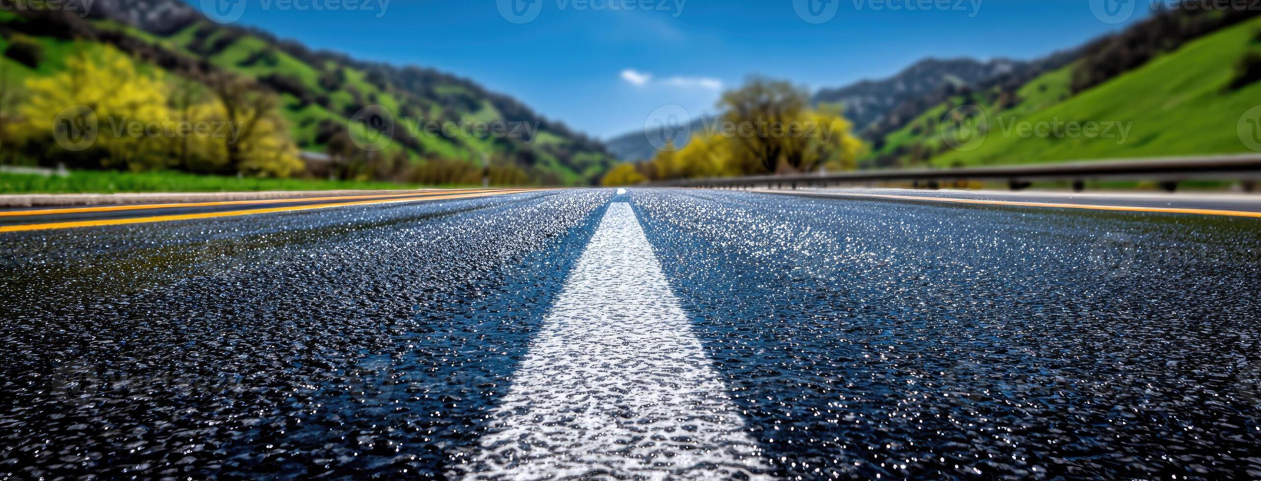 A road with a white line on it photo