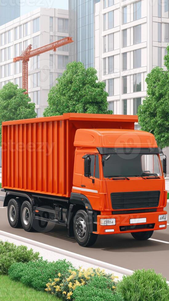 A large orange truck photo