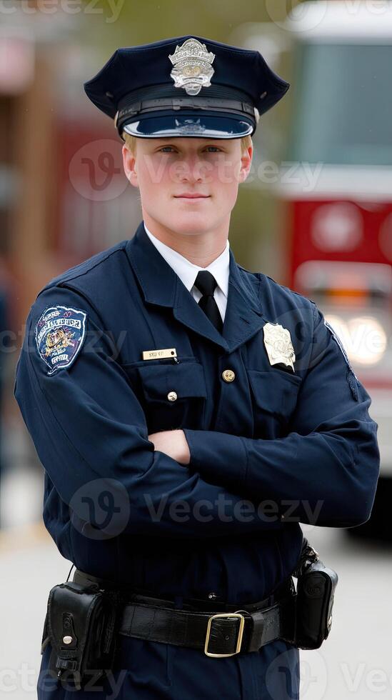 A man in a police uniform photo