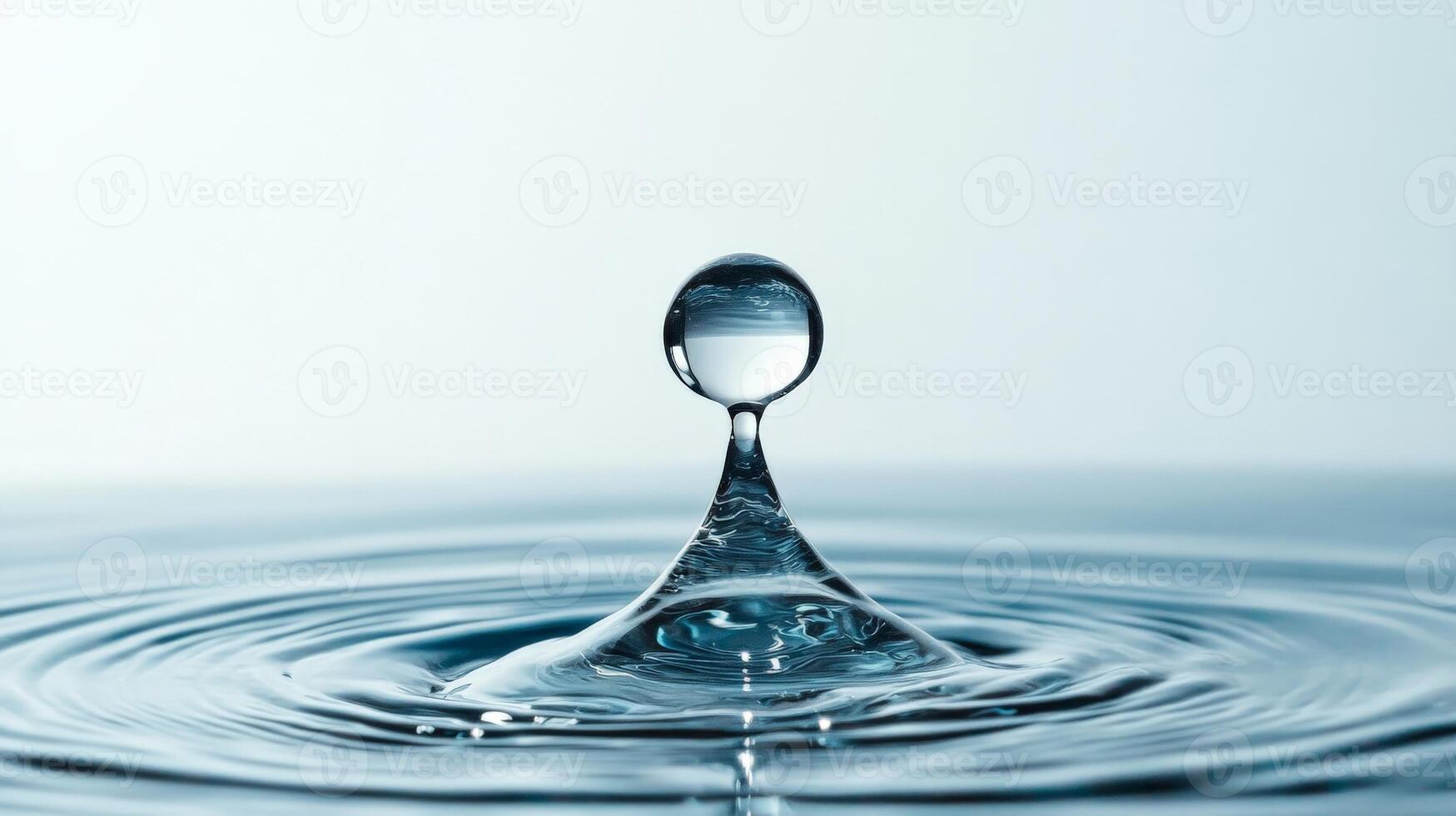 Water drop making ripple effect on water surface photo