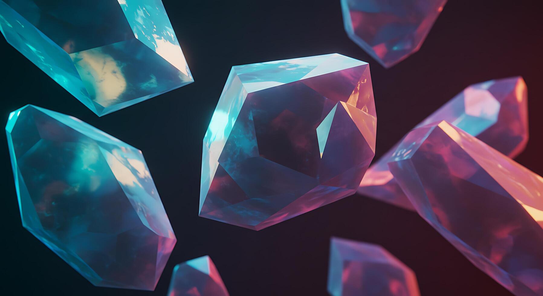 3d rendering of crystals on a black background photo