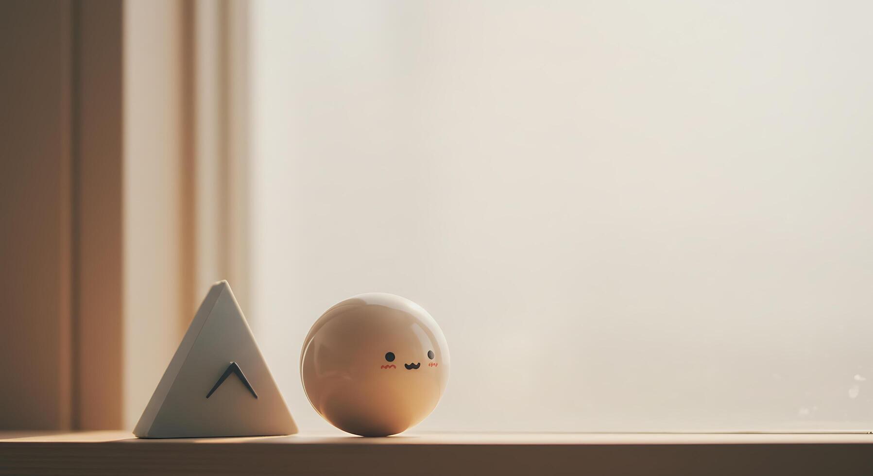 A small egg and a small triangle on a window sill photo