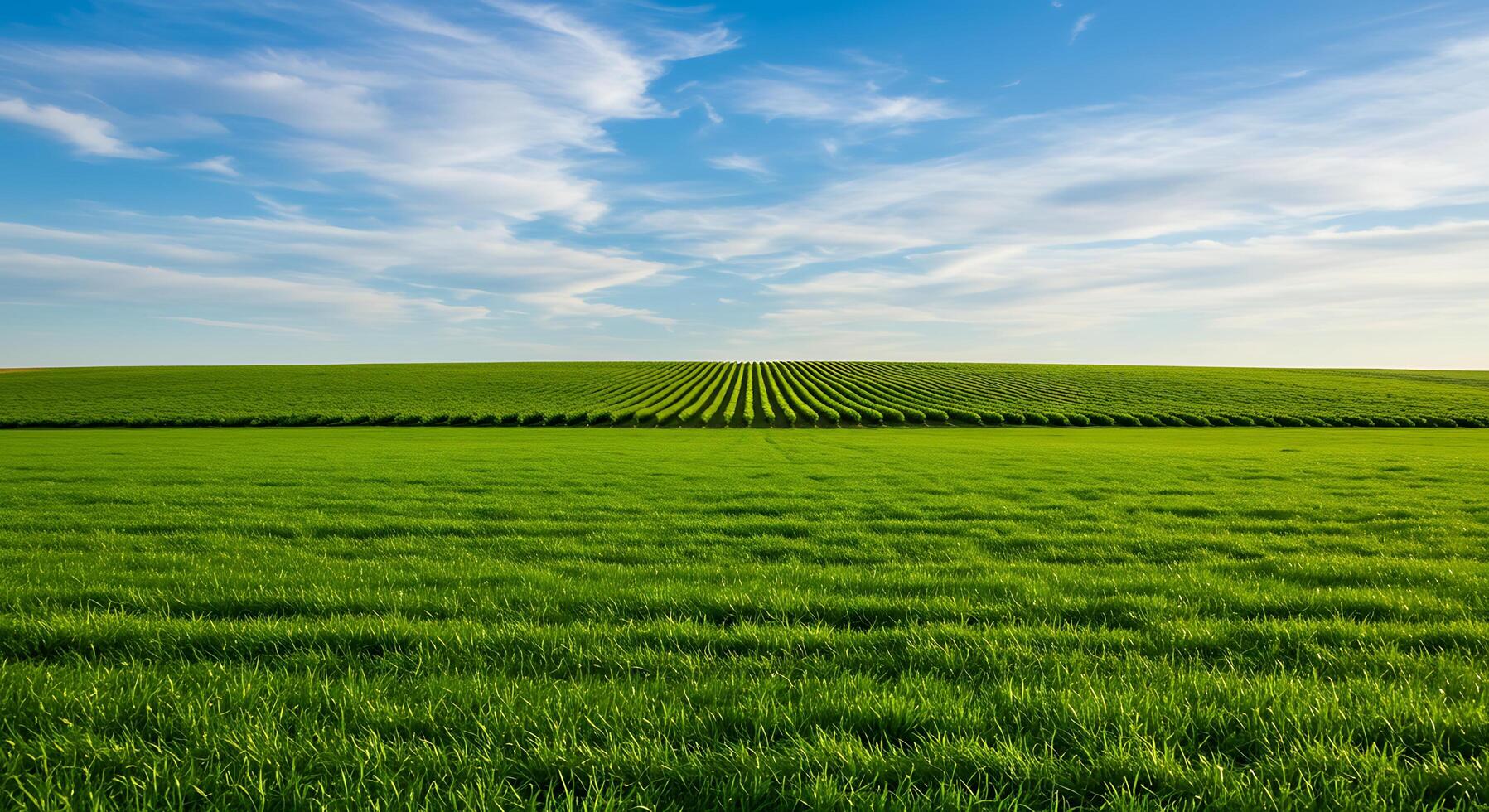 A large field of green grass photo
