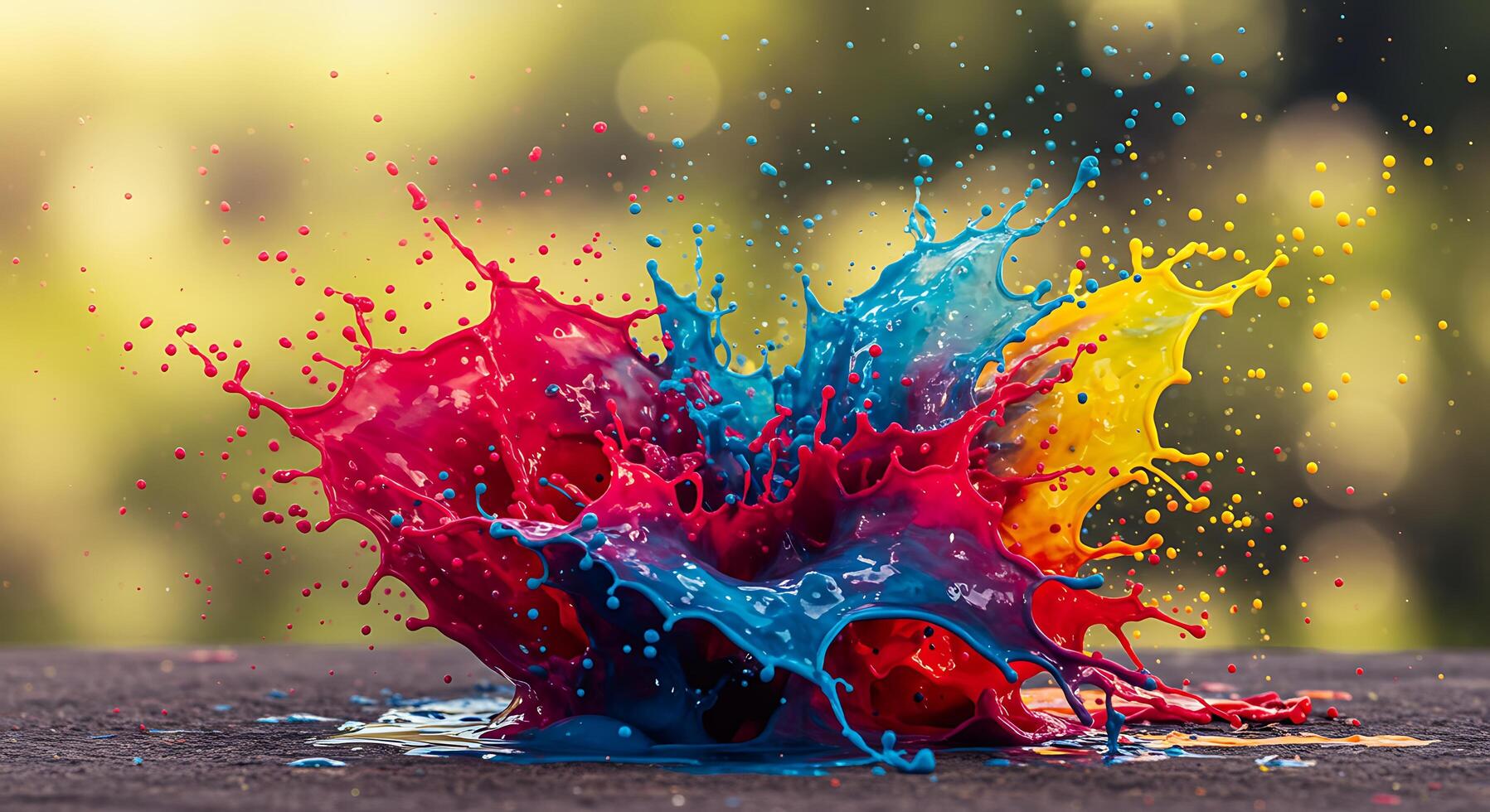 Colorful splash of paint on a table photo