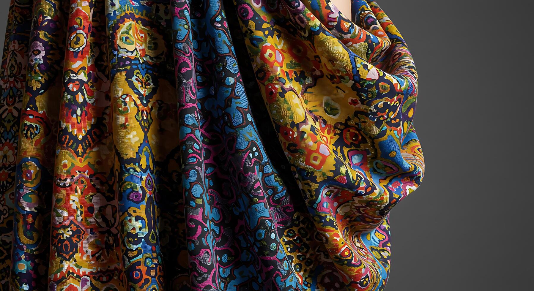 A woman wearing a colorful shawl photo