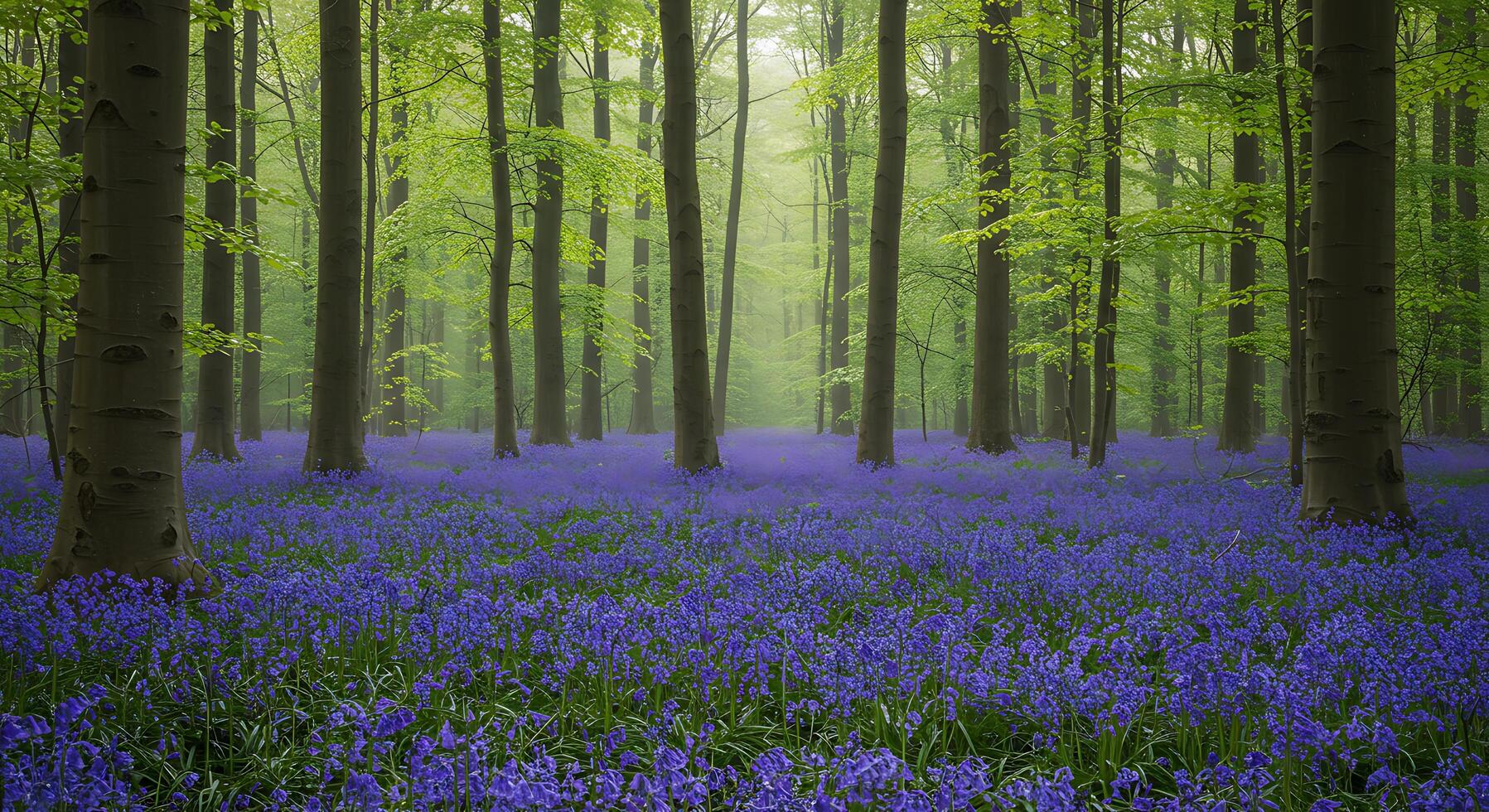 A field of bluebells in the woods photo