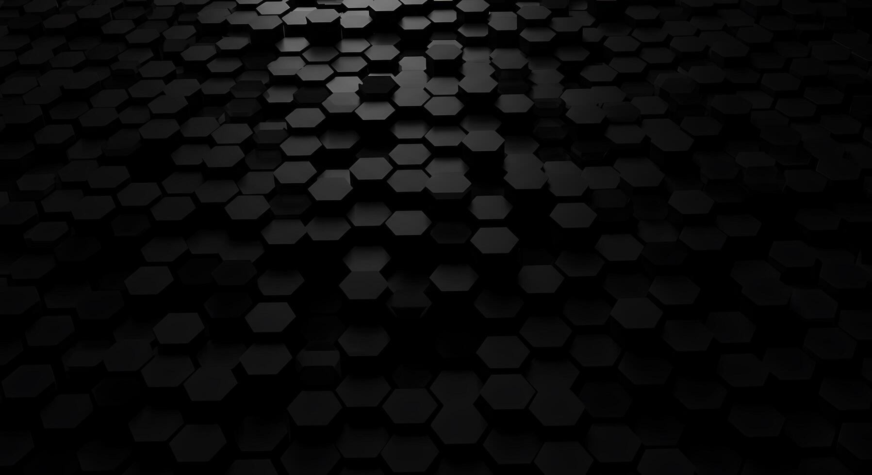 Black hexagonal background with a light shining through photo