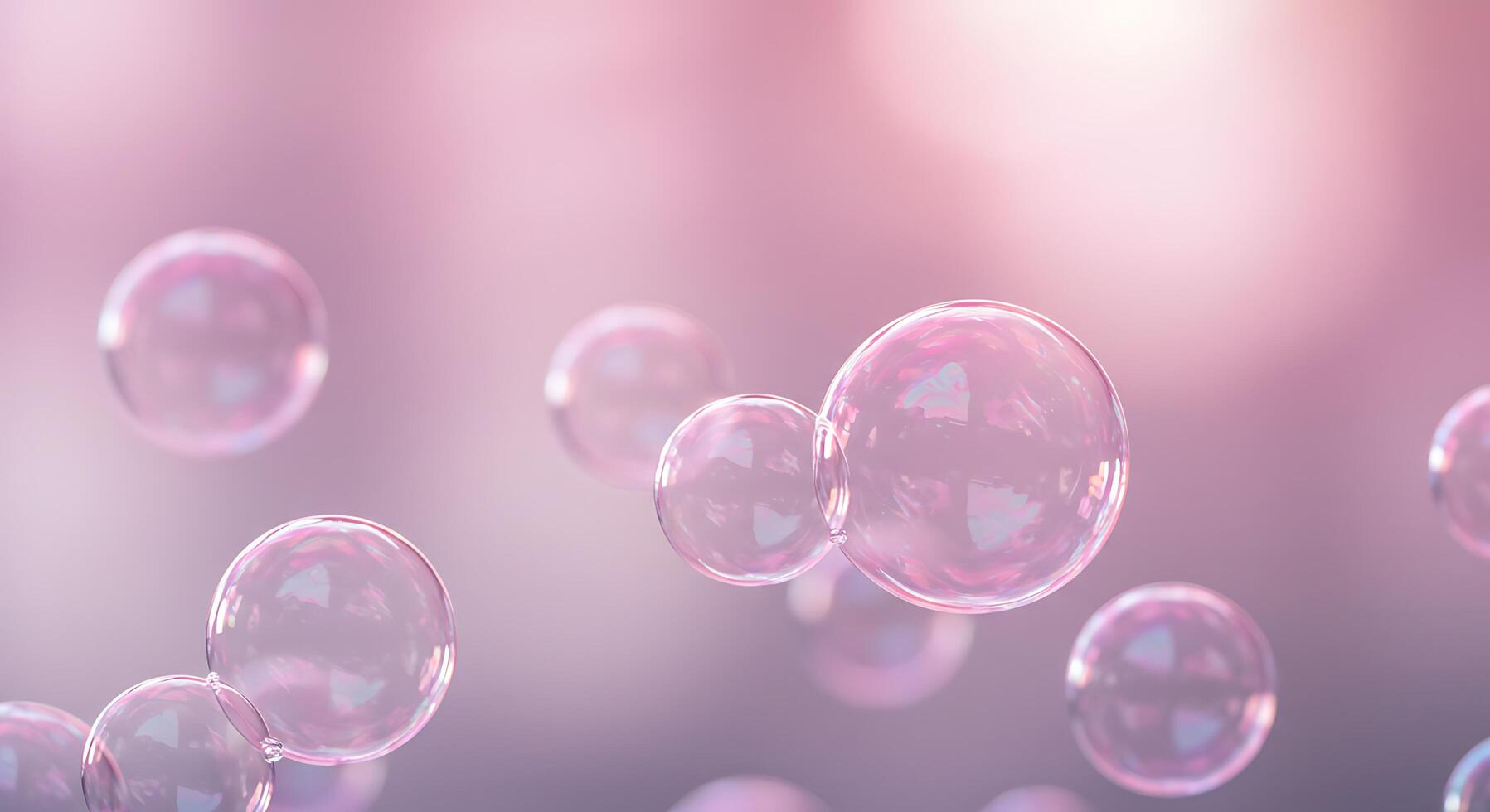 Bubbles floating in the air with a pink background photo