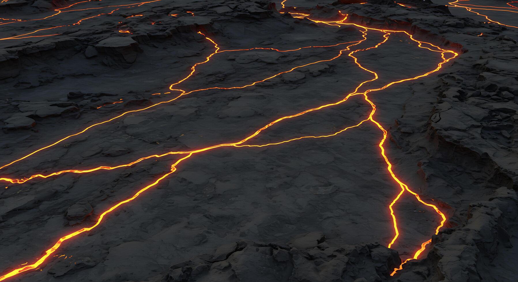 A lava flow is shown in a 3d rendering photo