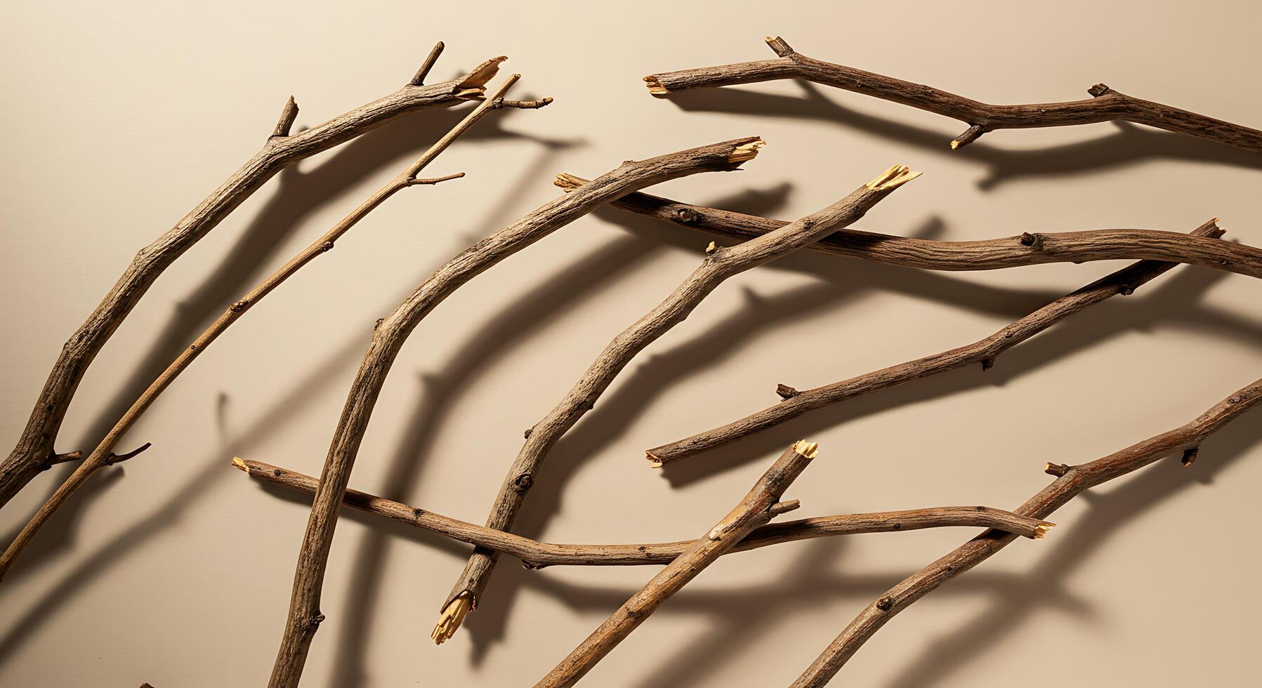 A bunch of twigs on a wall photo
