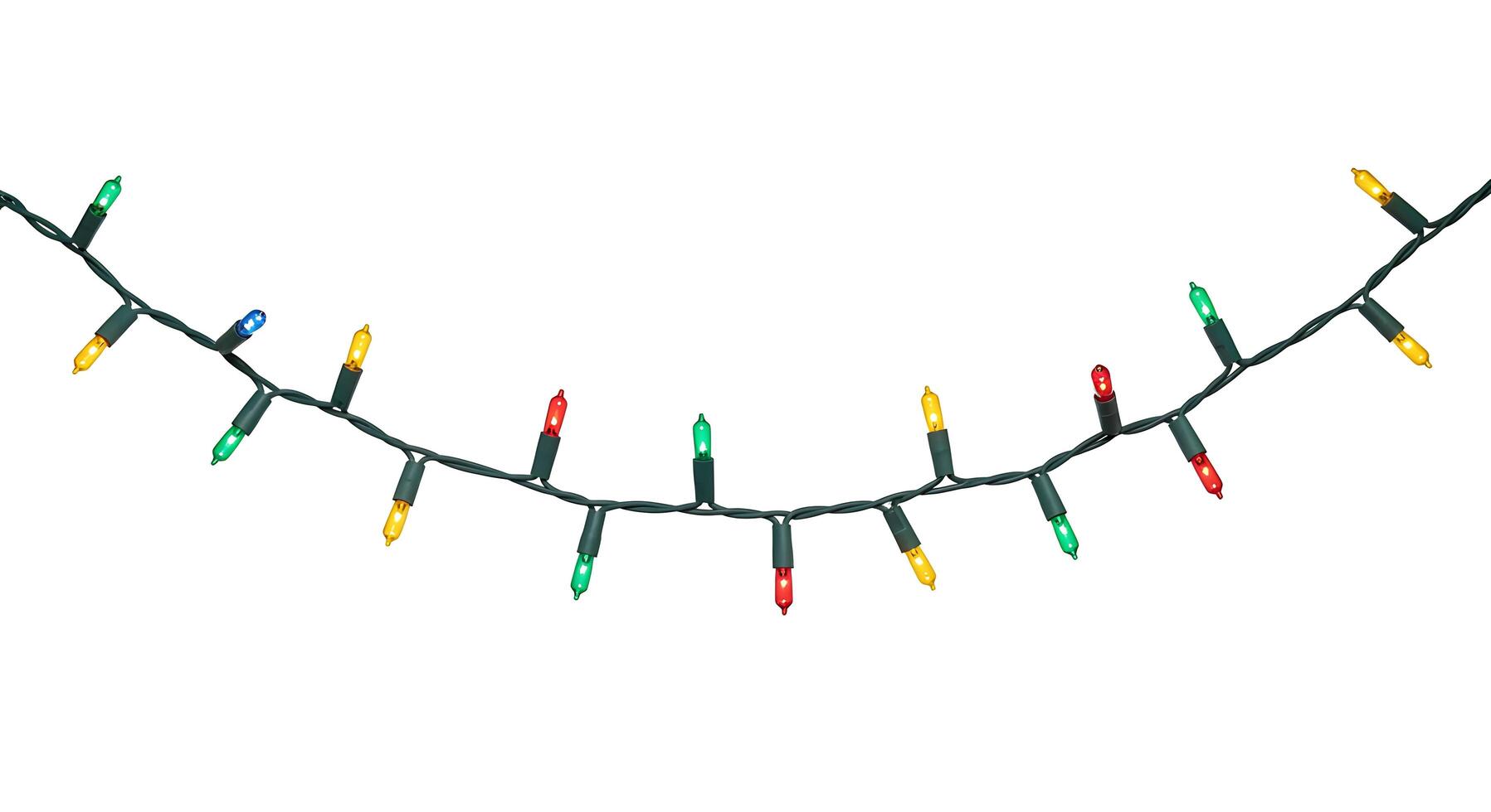 A string of christmas lights on a white background photo