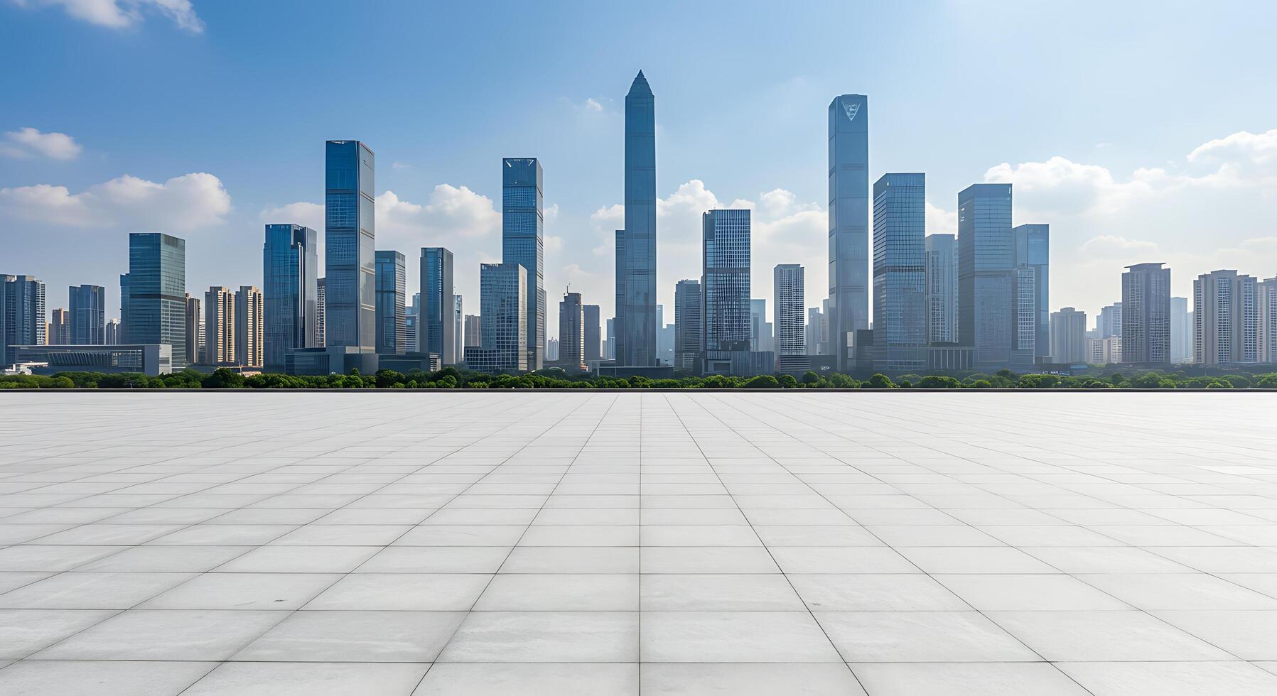 A large empty cityscape with skyscrapers in the background photo