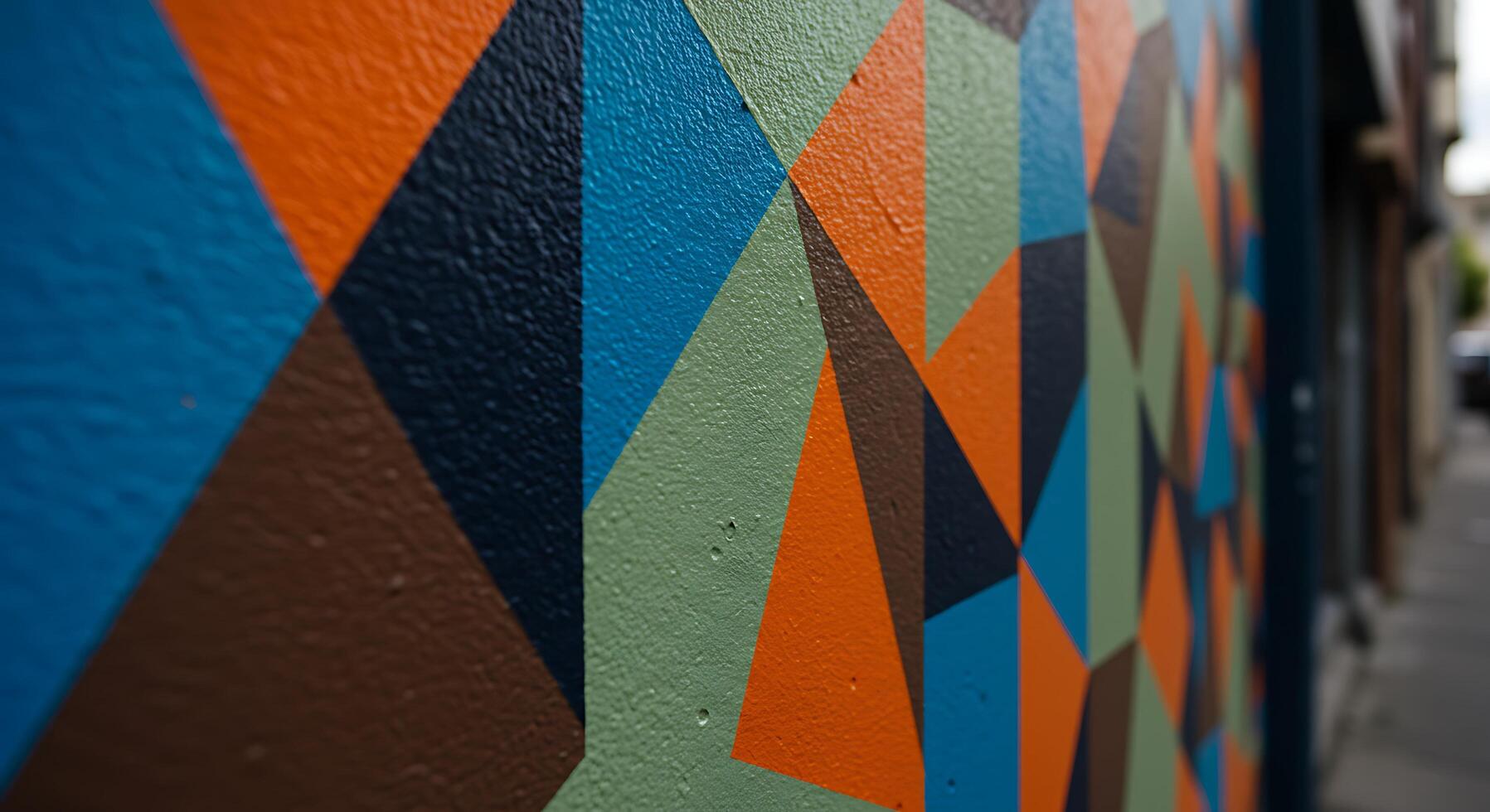A colorful wall with geometric shapes painted on it photo