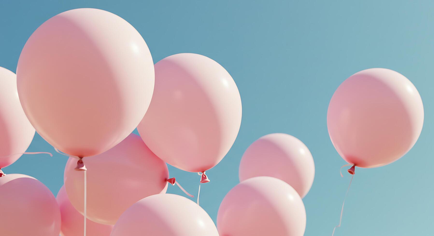 Pink balloons floating in the sky photo