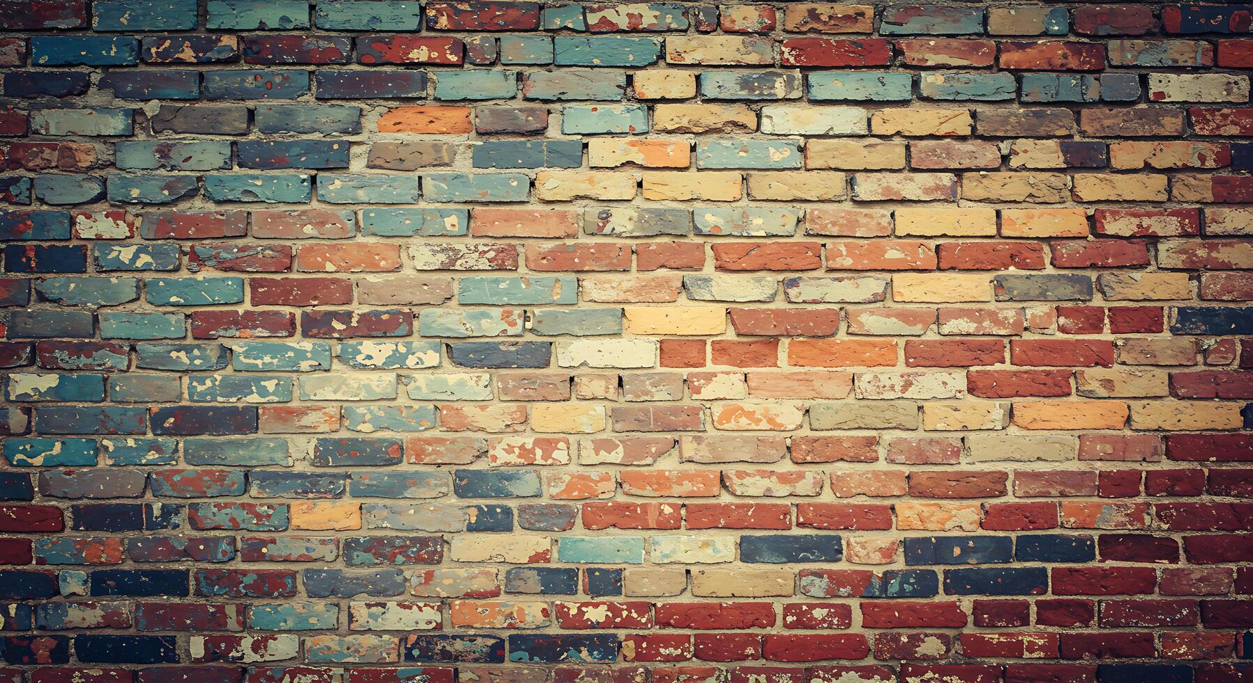 An old brick wall with a lot of paint on it photo