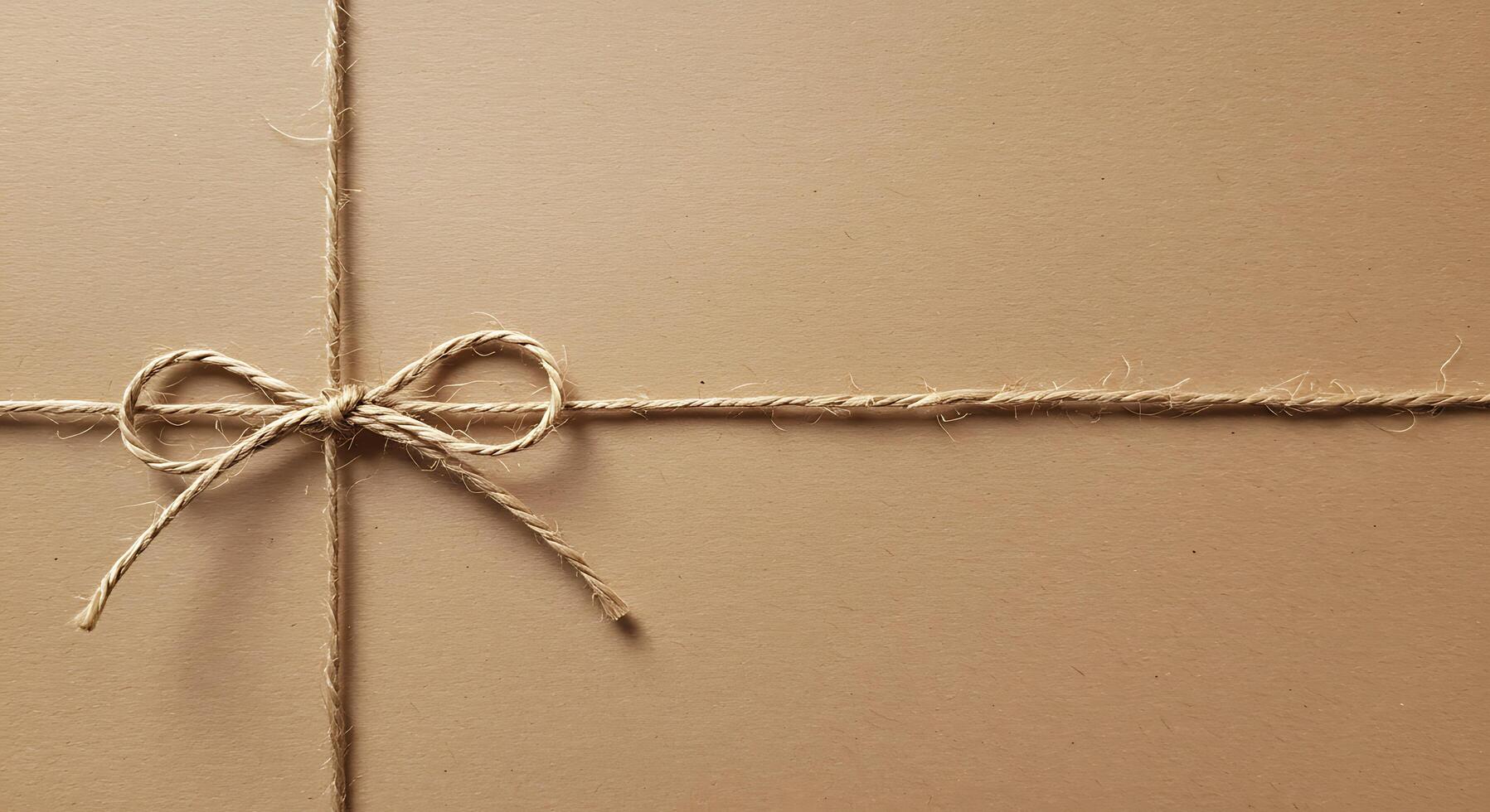 A brown paper wrapped gift tied with twine photo