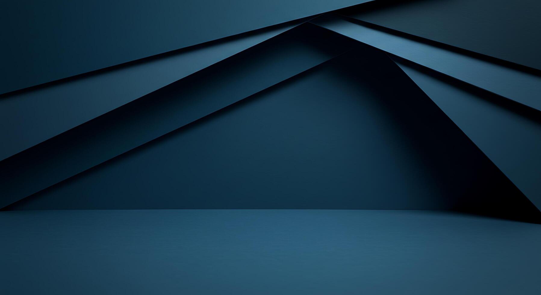 3d rendering of a dark blue room with a curved wall photo