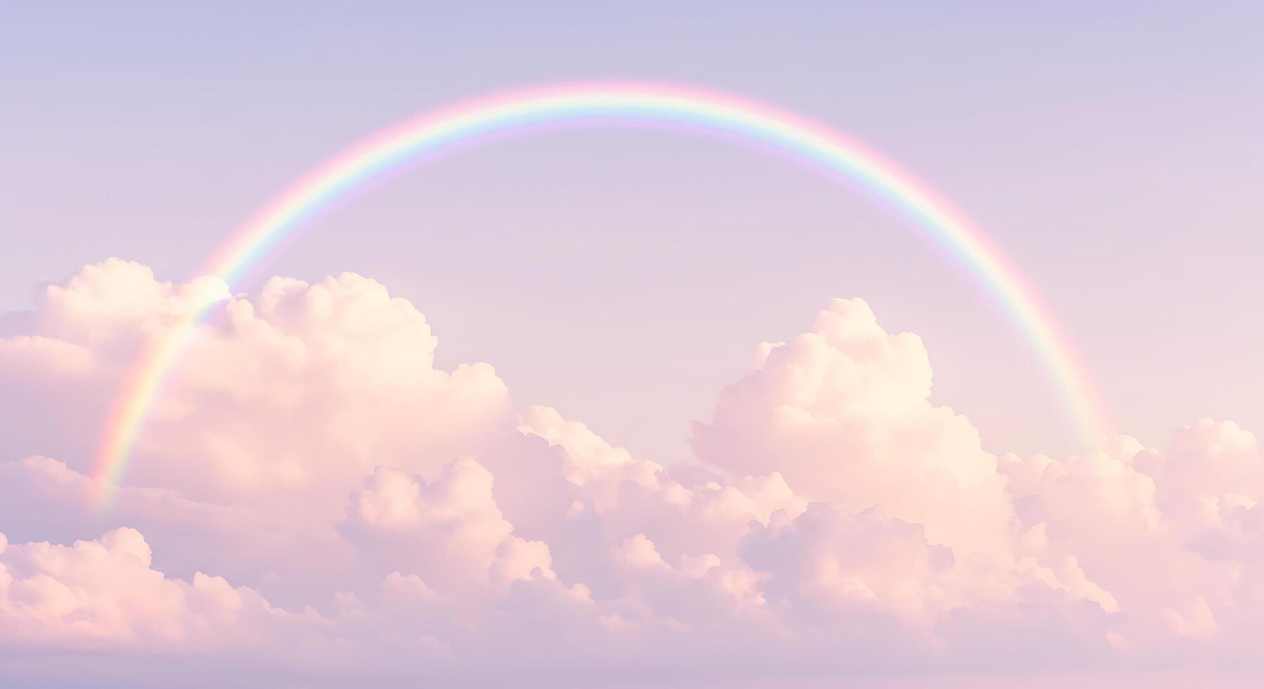 A rainbow is seen in the sky above clouds photo