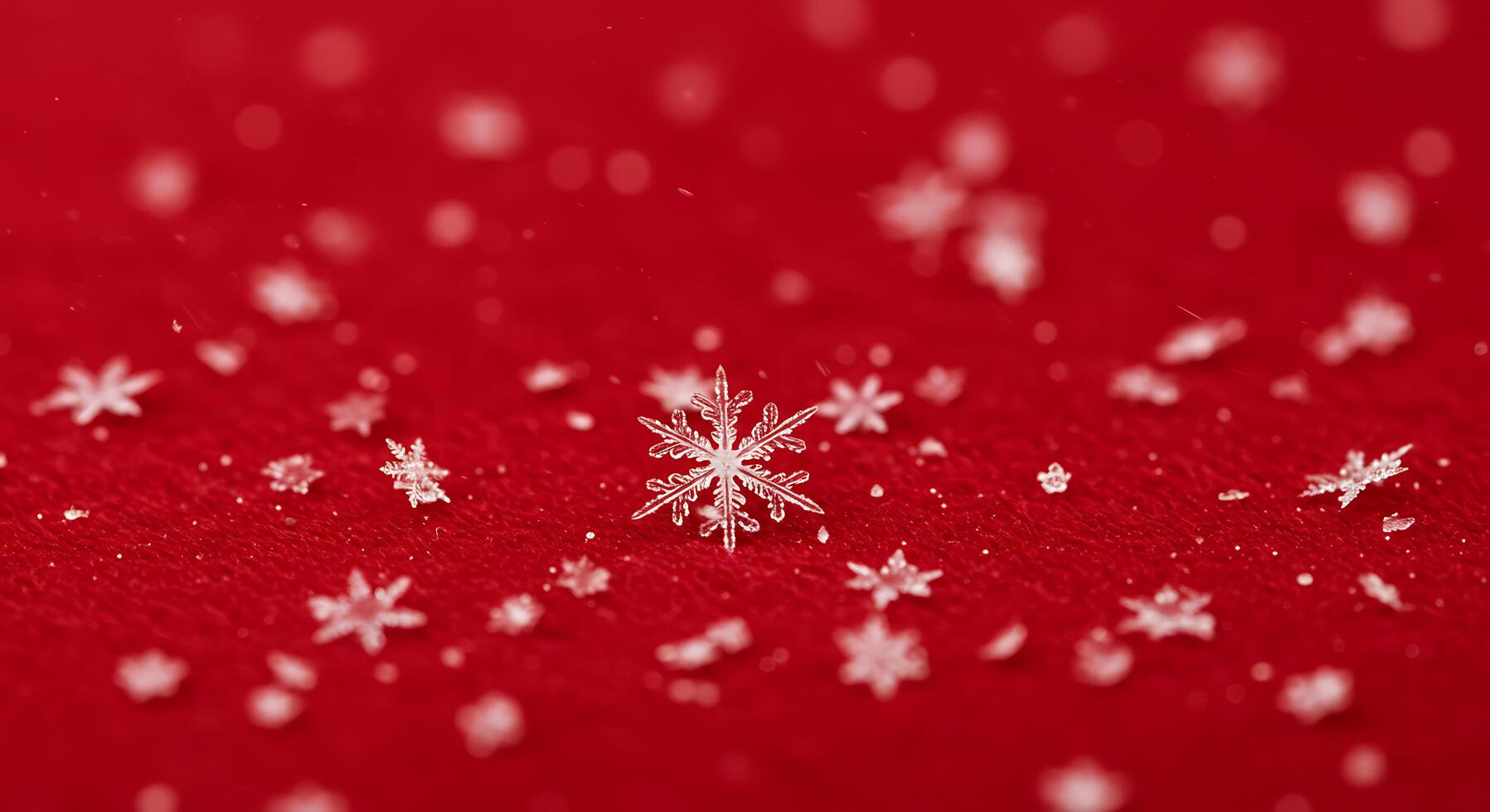 Snowflakes falling on a red background photo