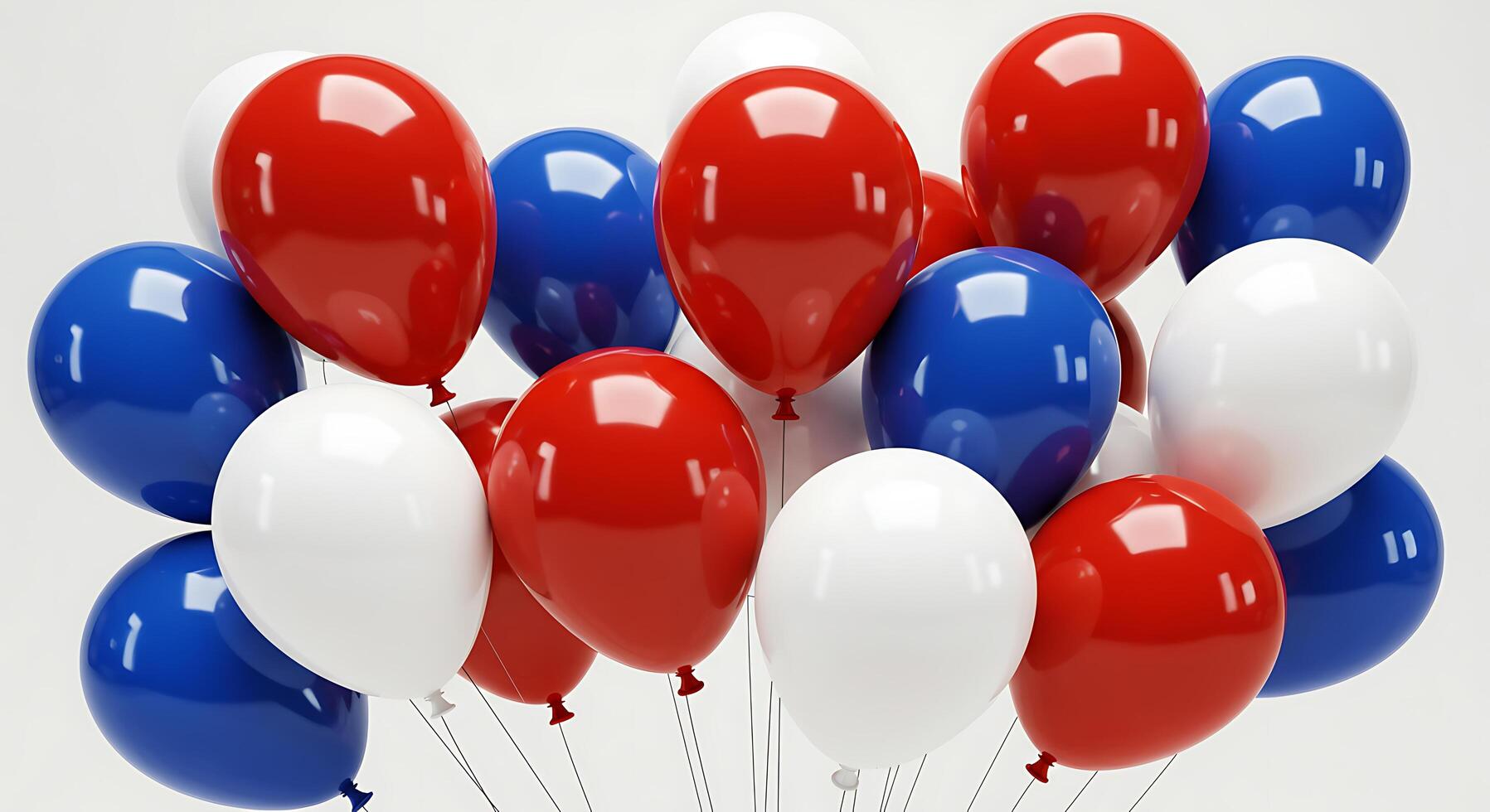 A bunch of red, white and blue balloons photo