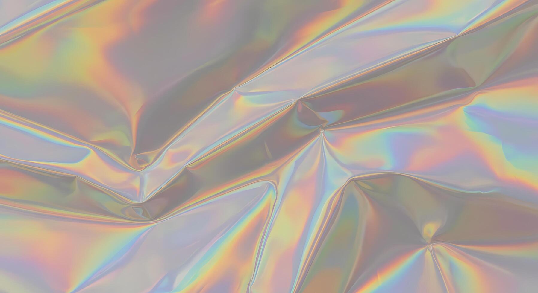 A shiny foil fabric with a rainbow pattern photo