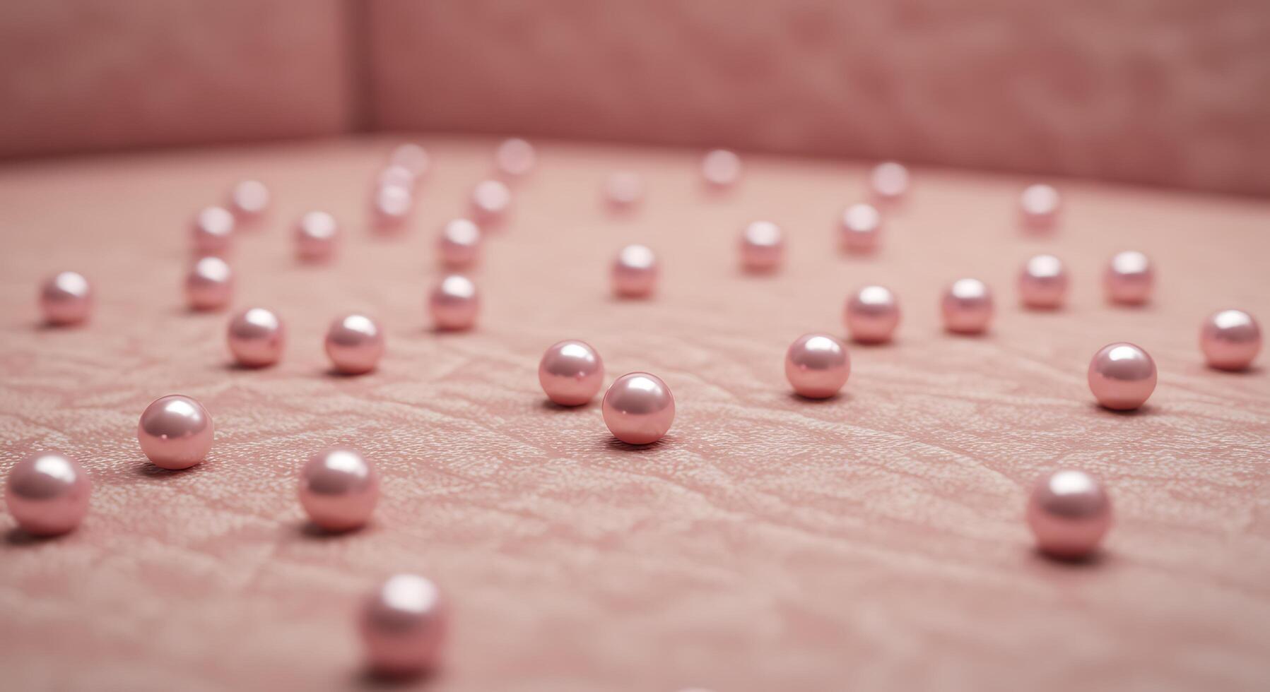 A bunch of small pearls on a pink surface photo