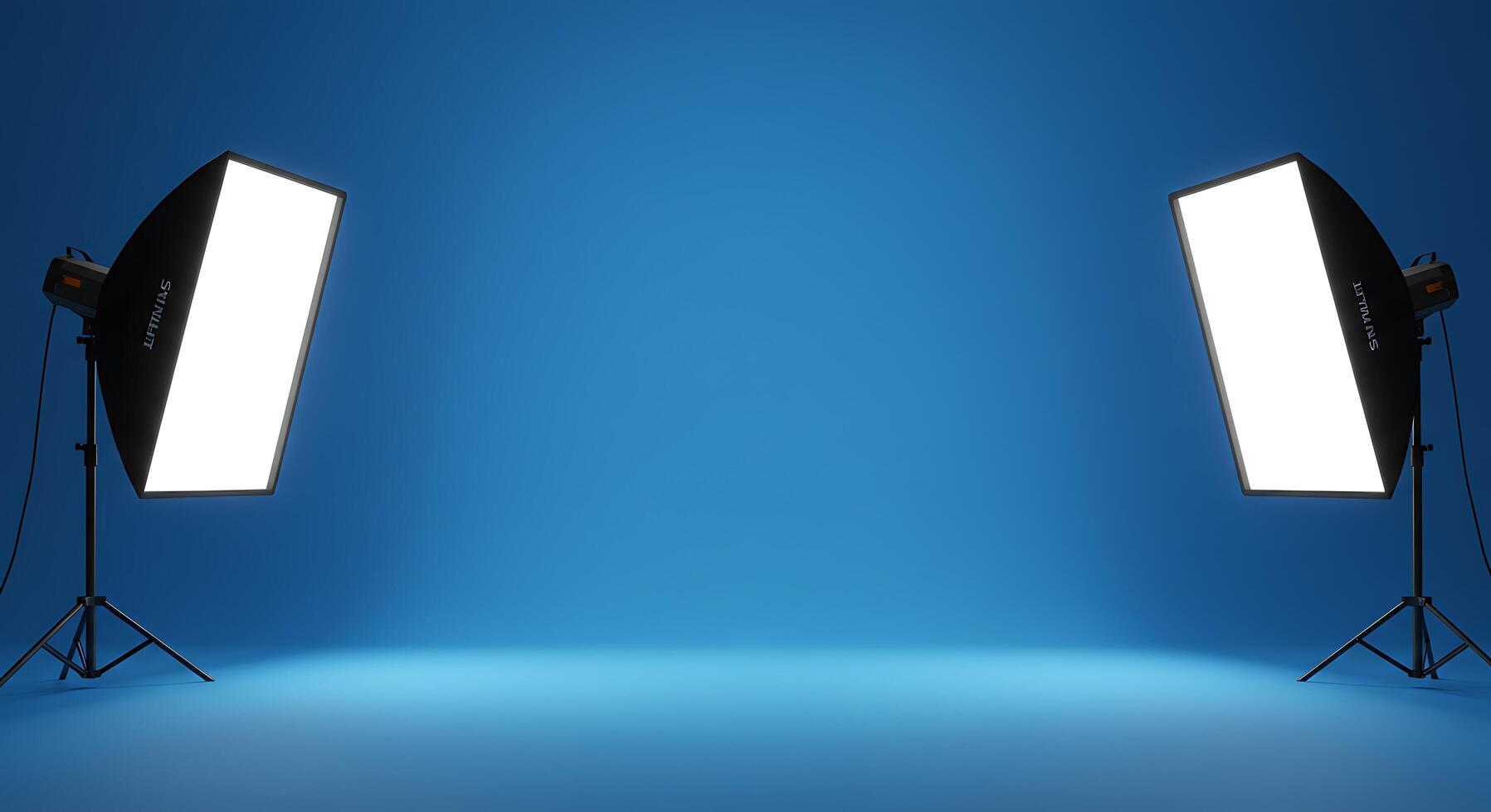 Two light stands with a blue background photo