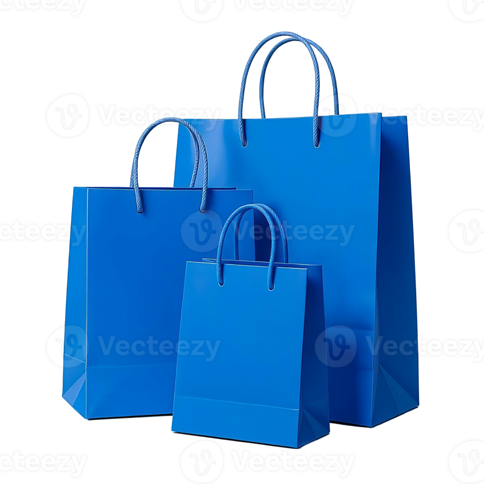Set of Three Blue Shopping Bags png