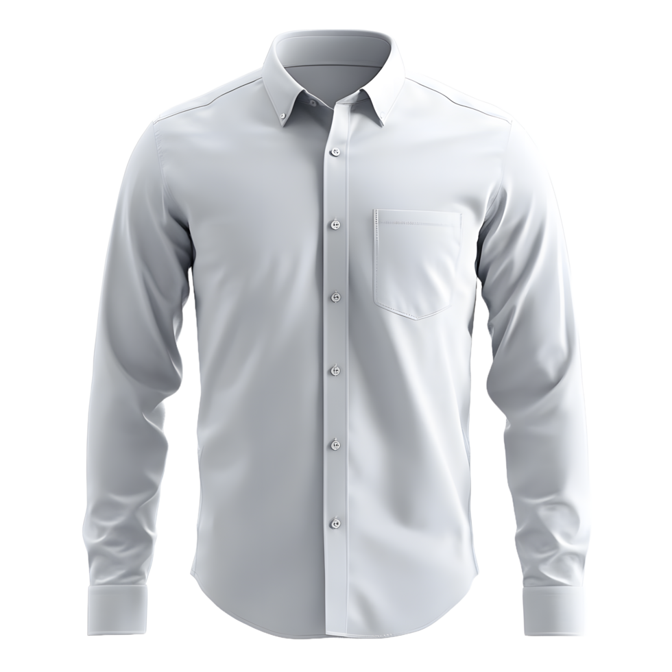 Classic white button down dress shirt with a chest pocket and button down collar isolated on transparent background png