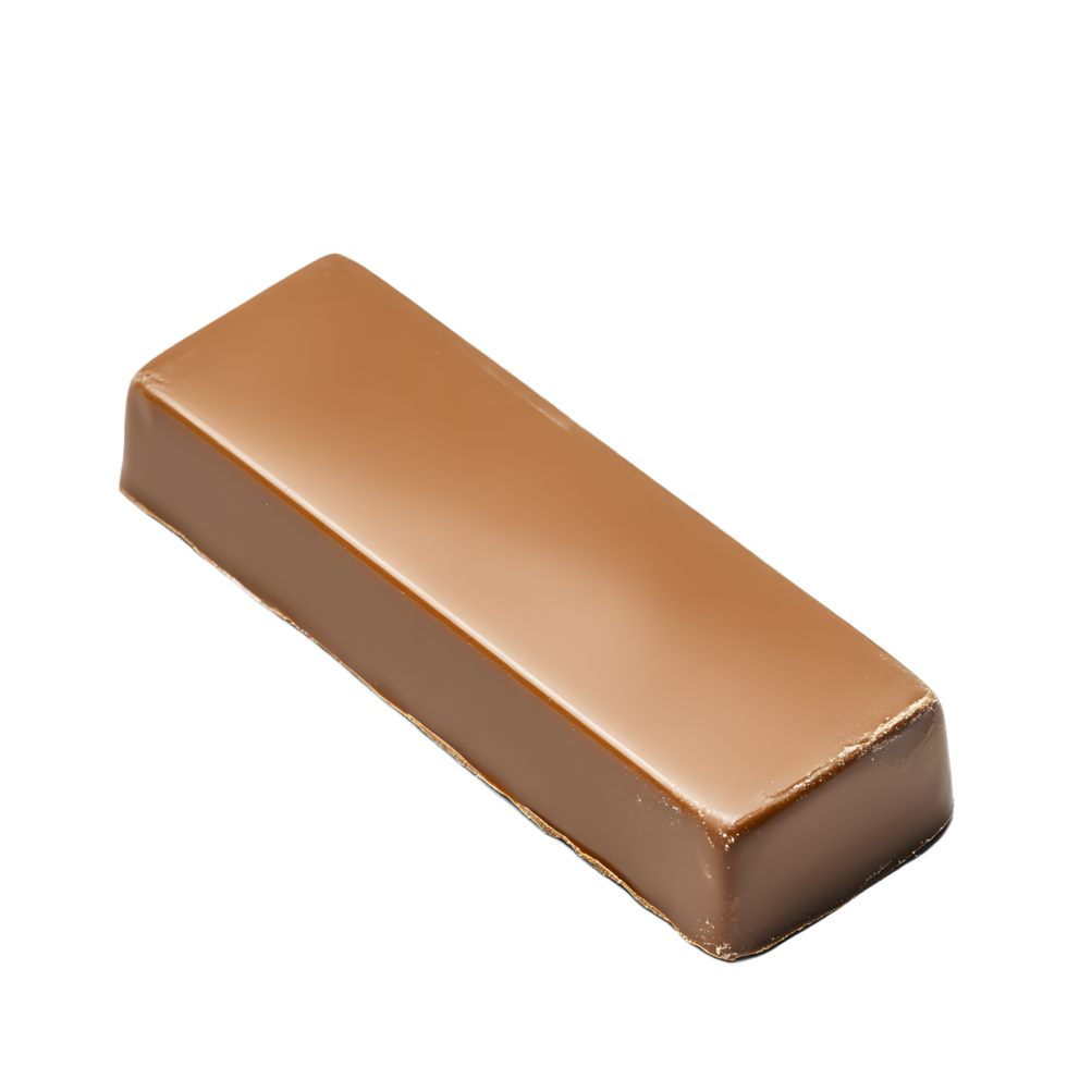 A single rectangular milk chocolate bar with a smooth glossy surface isolated on transparent background png