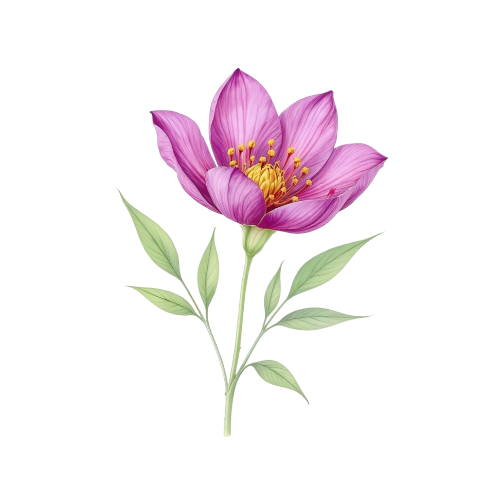 Elegant Pink Flower Botanical Illustration Soft, Romantic, Watercolor Style png
