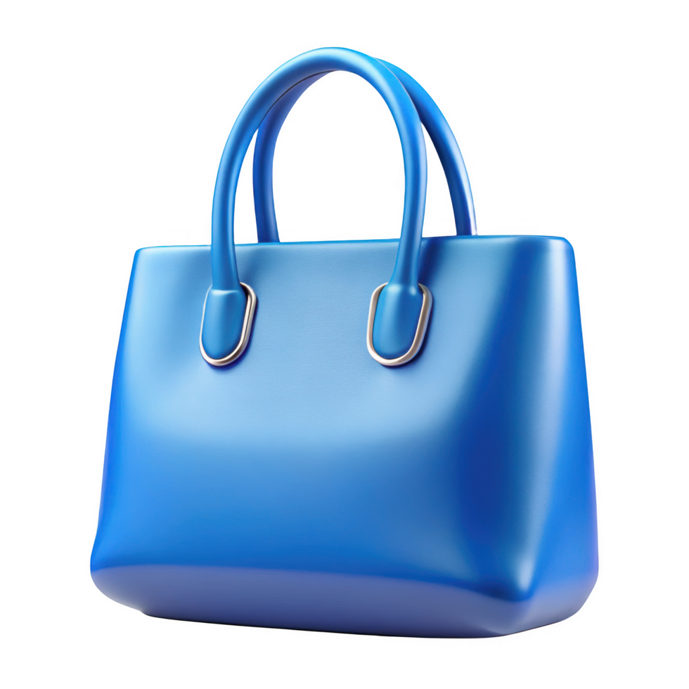 Stylish blue leather handbag fashion accessory png