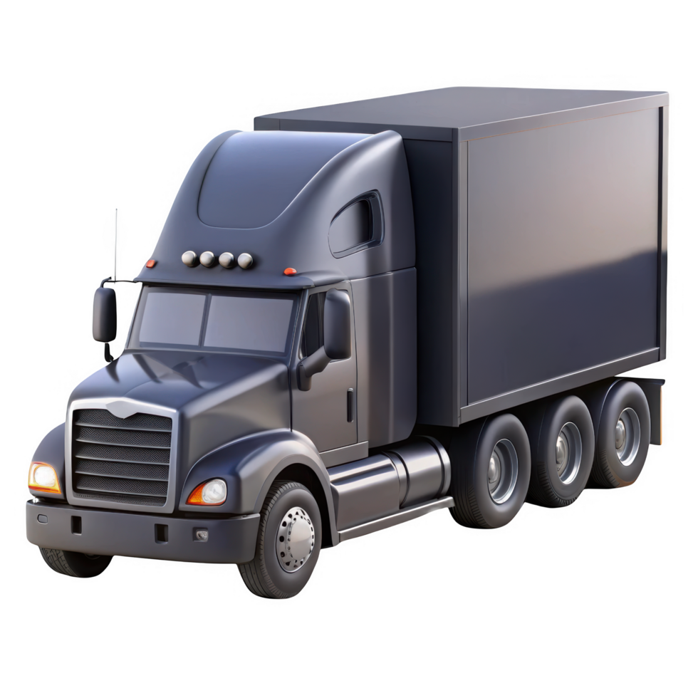 Dark gray semi truck cargo delivery vehicle png