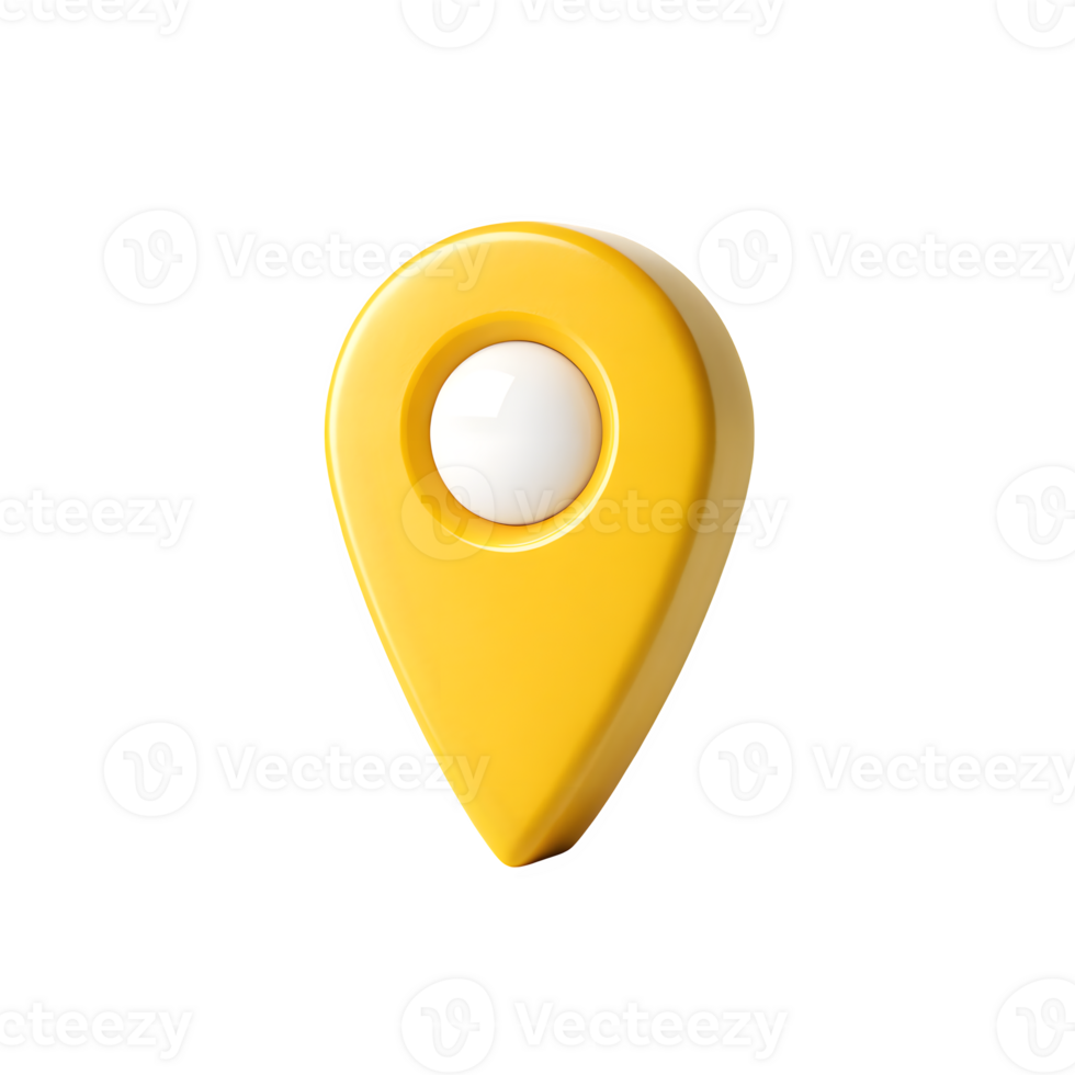 3d Yellow pin map cutout png