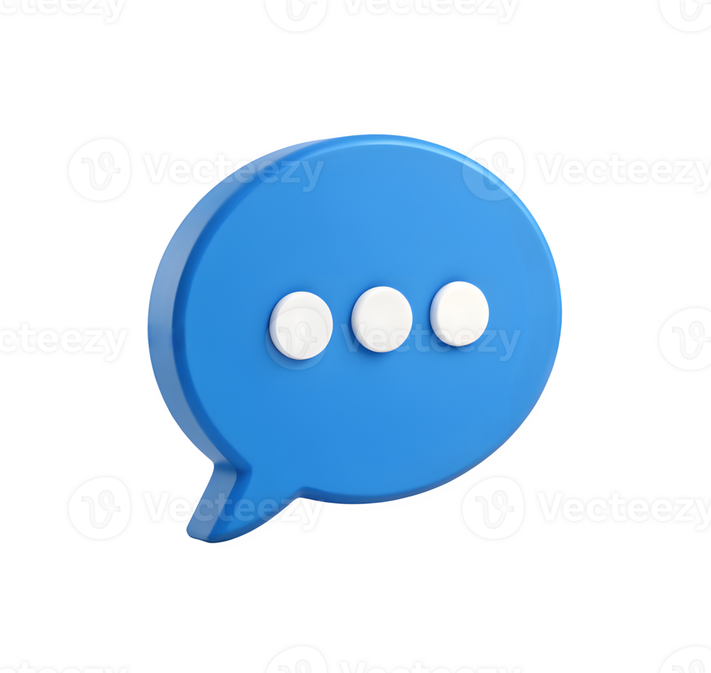 3d blue Speech bubble icon on transparent background png