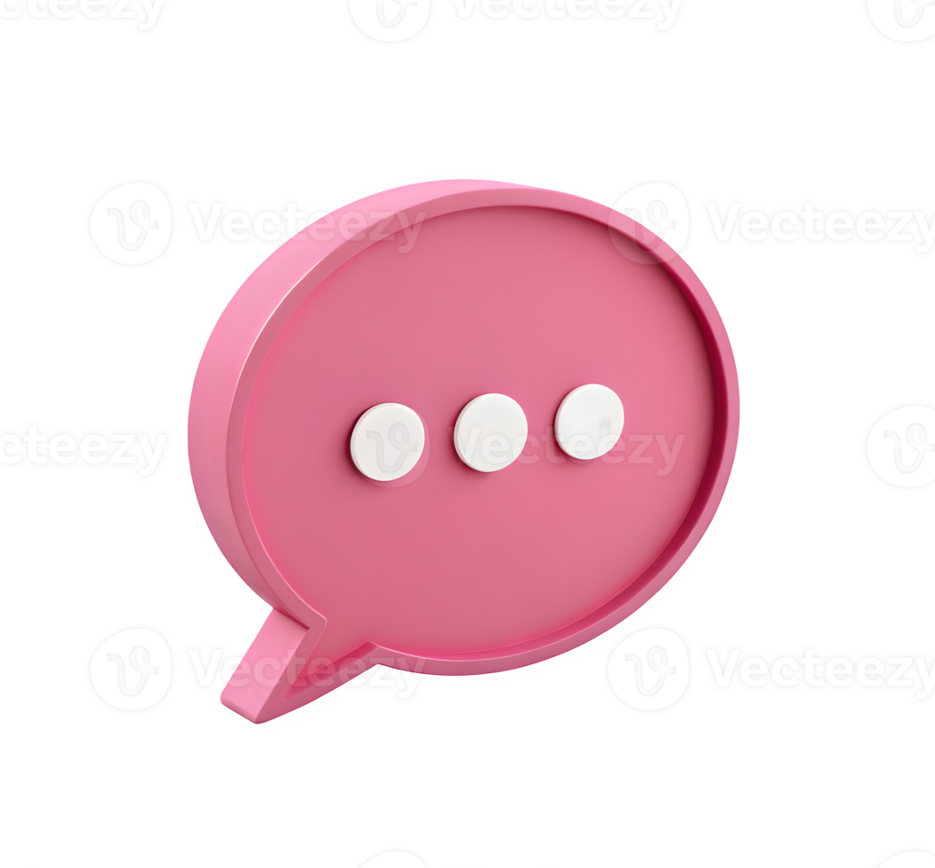 Minimalist 3D Pink Speech bubble icon on transparent background png
