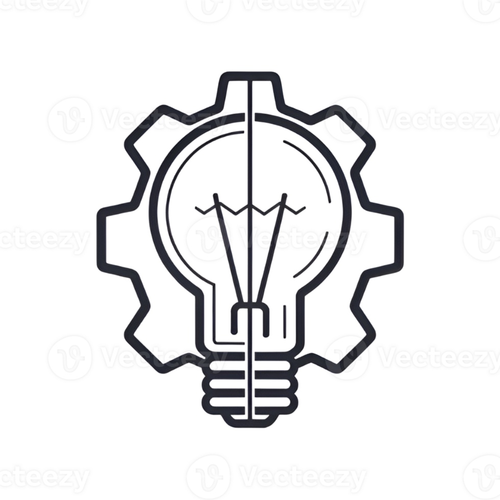 a lightbulb and a mechanical gear into a single png
