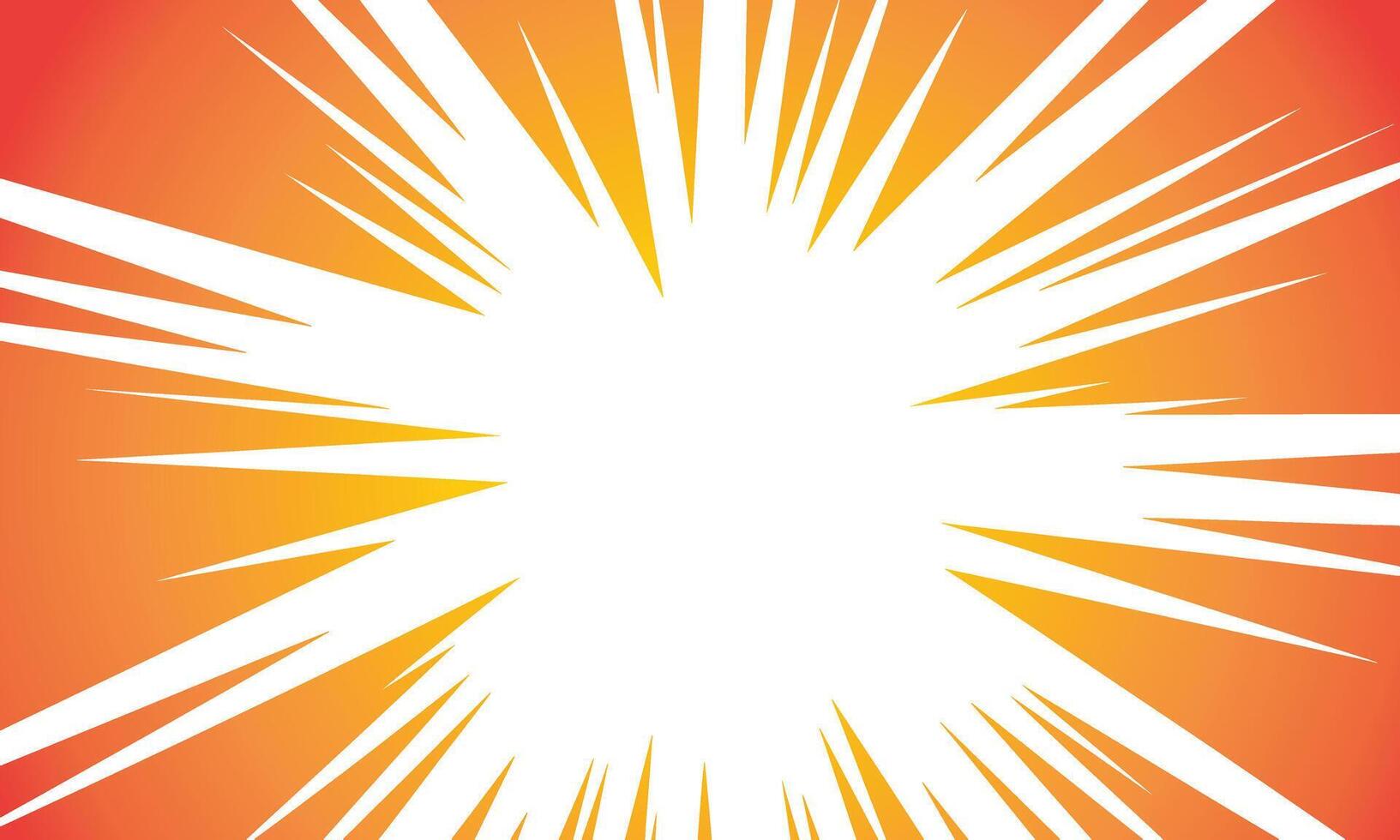 Dynamic Comic Book Radial Burst Background Pattern Texture pop art in Orange Silhouette Illustration. vector