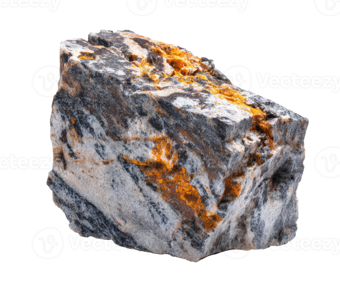 Natural stone with orange and gray mineral streams for design png